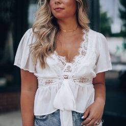 Southern Alternative Fine Lines Lace Blouse (White) Blouses + Tops 4 Southern Alternative Fine Lines Lace Blouse (White) Blouses + Tops