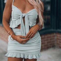 Southern Alternative Crop Tops Buttercup Skirt Set (Dusty Sage)