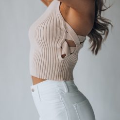 Southern Alternative Wilmington Knit Crop Top (Taupe)