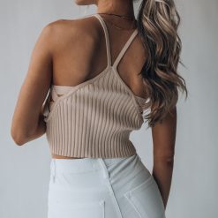 Southern Alternative Wilmington Knit Crop Top (Taupe)