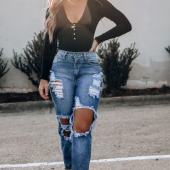 Southern Alternative Bliss Ribbed Bodysuit (Black)