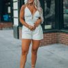Southern Alternative Sidnie Striped Romper (Sage) Clothing