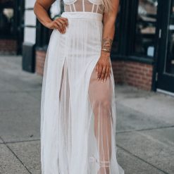 Southern Alternative Clothing Vixen Mesh Maxi Dress (Ivory) 4 Southern Alternative Clothing Vixen Mesh Maxi Dress (Ivory)
