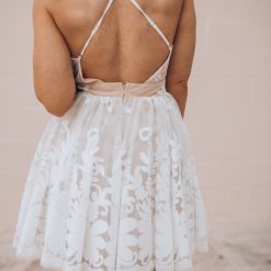 Southern Alternative Whimsical Velvet Mini Dress (White/Nude) Clothing 3 Southern Alternative Whimsical Velvet Mini Dress (White/Nude) Clothing