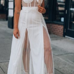 Southern Alternative Clothing Vixen Mesh Maxi Dress (Ivory)