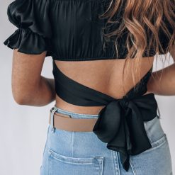 Southern Alternative Havana Satin Crop Top (Black) Crop Tops 4 Southern Alternative Havana Satin Crop Top (Black) Crop Tops