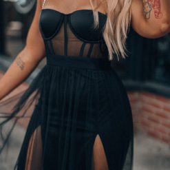 Southern Alternative Clothing PRE-ORDER Vixen Mesh Maxi Dress (Black) Ships Late September