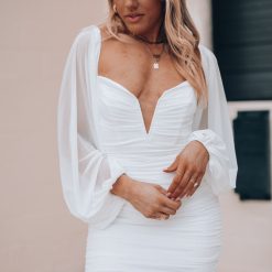 Southern Alternative Nightlife Mesh Mini Dress (White) Clothing