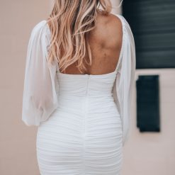 Southern Alternative Nightlife Mesh Mini Dress (White) Clothing