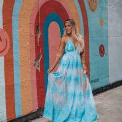 Southern Alternative Sienna Floral Maxi Gown (Aqua)