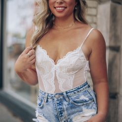 Southern Alternative See Right Through Me Lace Bodysuit (White) Bodysuits