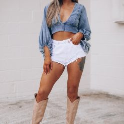 Southern Alternative Charleston Denim Blouse (Dark Denim) Clothing