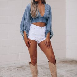 Southern Alternative Charleston Denim Blouse (Dark Denim) Clothing