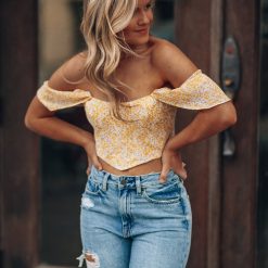 Southern Alternative Ariana Floral Corset Top (Yellow)