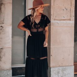 Southern Alternative Skylar Embroidered Maxi Dress (Black) 10 Southern Alternative Skylar Embroidered Maxi Dress (Black)