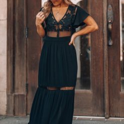 Southern Alternative Skylar Embroidered Maxi Dress (Black) 17 Southern Alternative Skylar Embroidered Maxi Dress (Black)