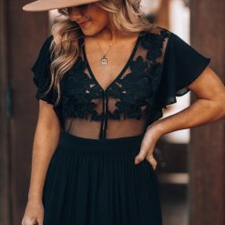 Southern Alternative Skylar Embroidered Maxi Dress (Black) 18 Southern Alternative Skylar Embroidered Maxi Dress (Black)