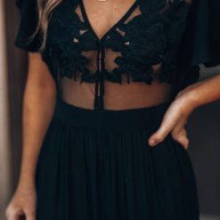 Southern Alternative Skylar Embroidered Maxi Dress (Black) 19 Southern Alternative Skylar Embroidered Maxi Dress (Black)