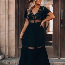 Southern Alternative Skylar Embroidered Maxi Dress (Black) 8 Southern Alternative Skylar Embroidered Maxi Dress (Black)