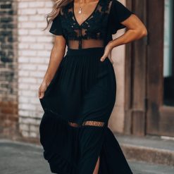 Southern Alternative Skylar Embroidered Maxi Dress (Black) 9 Southern Alternative Skylar Embroidered Maxi Dress (Black)