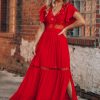Southern Alternative Skylar Embroidered Maxi Dress (Red) Dresses
