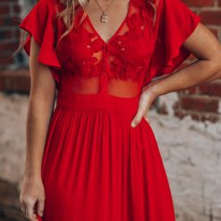Southern Alternative Skylar Embroidered Maxi Dress (Red) Dresses 6 Southern Alternative Skylar Embroidered Maxi Dress (Red) Dresses