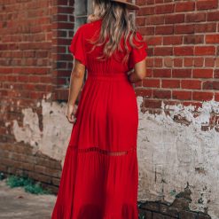 Southern Alternative Skylar Embroidered Maxi Dress (Red) Dresses 10 Southern Alternative Skylar Embroidered Maxi Dress (Red) Dresses