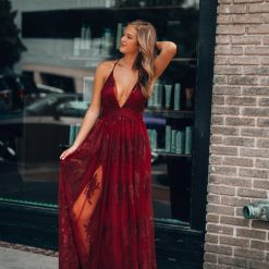 Southern Alternative Clothing All My Love Maxi Gown (Wine)