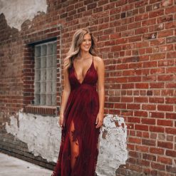 Southern Alternative Clothing All My Love Maxi Gown (Wine)