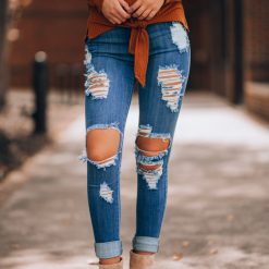 Southern Alternative Spell Distressed Skinny Jeans Denim