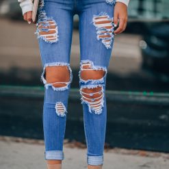 Southern Alternative Spell Distressed Skinny Jeans Denim