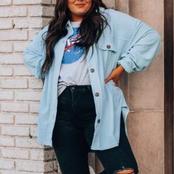 Southern Alternative Vanessa Fleece Button Up (Blue) Jackets