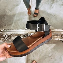 Southern Alternative Shoes Seneca Falls Flatform Sandals (Black)