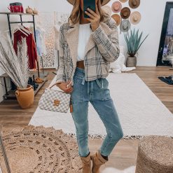 Southern Alternative Jackets Motorcycle Ride Plaid Jacket (Beige)