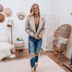 Southern Alternative Jackets Motorcycle Ride Plaid Jacket (Beige)